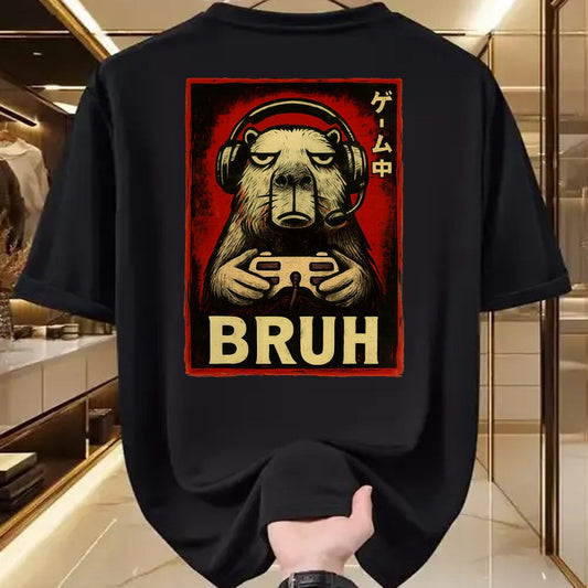 Cute Capybara Shirt, Funny Capybara Unisex T-Shirt/Hoodie/Sweatshirt HLT00 - Funny Capybara Gamer Bruh Graphic Tee Men Boys Teens Gaming T-Shirt
