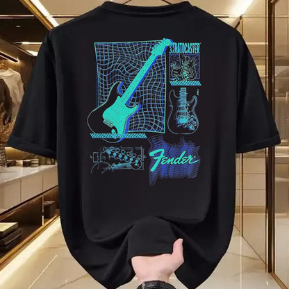 Guitar Lover Shirt, Funny Guitar UnisexT-Shirt/Hoodie/Sweatshirt HLT00 - Fender Stratocaster Guitar Schematic Poster T-Shirt, Men, Black, XX-Large