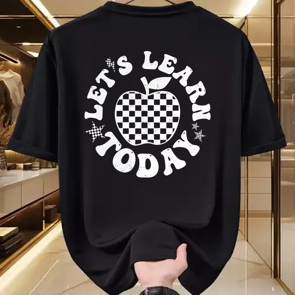 Best Teacher Shirt, Funny Teacher UnisexT-Shirt/Hoodie/Sweatshirt HLT00 - Let's Learn Today Checkered Apple Back to School Teacher T-Shirt