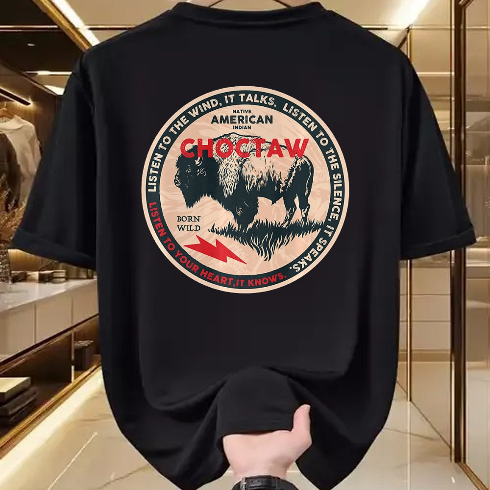 Native American T-Shirts, Vintage Native American Unisex T-Shirt/Hoodie/Sweatshirt HLT00 - Choctaw Native American Indian Born Freedom Wild Buffalo Premium