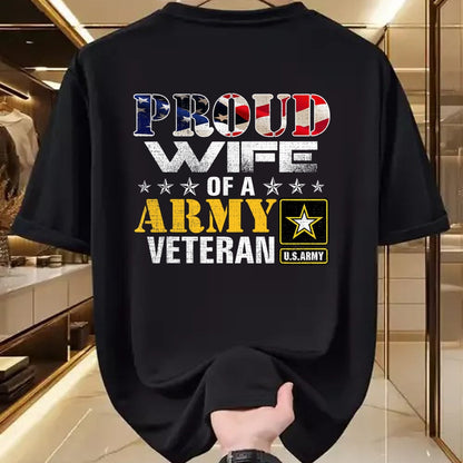 Best Wife Shirt, Wife and Husband Unisex T-Shirt/Hoodie/Sweatshirt HLT00 - Gift for wife T shirt, lucky wife   Proud Wife Of A Army Veteran American Flag Military Gift T-Shirt