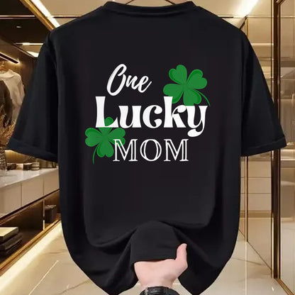 Gift for Mom Shirt, Funny Mom Unisex T-Shirt/Hoodie/Sweatshirt HLT00 - One Lucky Mom St Patricks Day Green Clover Shamrock Mama T-Shirt