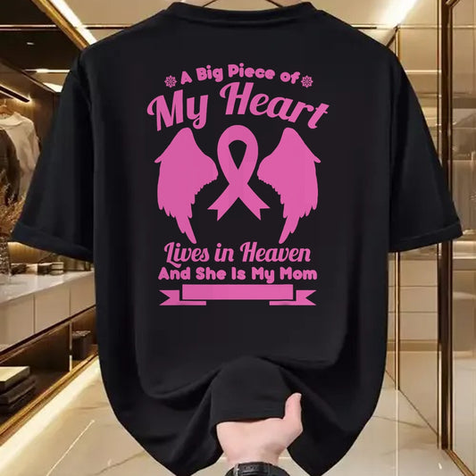 Gift for Mom Shirt, Funny Mom Unisex T-Shirt/Hoodie/Sweatshirt HLT00 - Mom In Heaven Wings Awesome Breast Cancer Awareness Gift T-Shirt