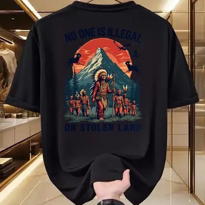 Native American T-Shirts, Vintage Native American Unisex T-Shirt/Hoodie/Sweatshirt HLT00 - Native Americans No One Is Illegal on Stolen Land