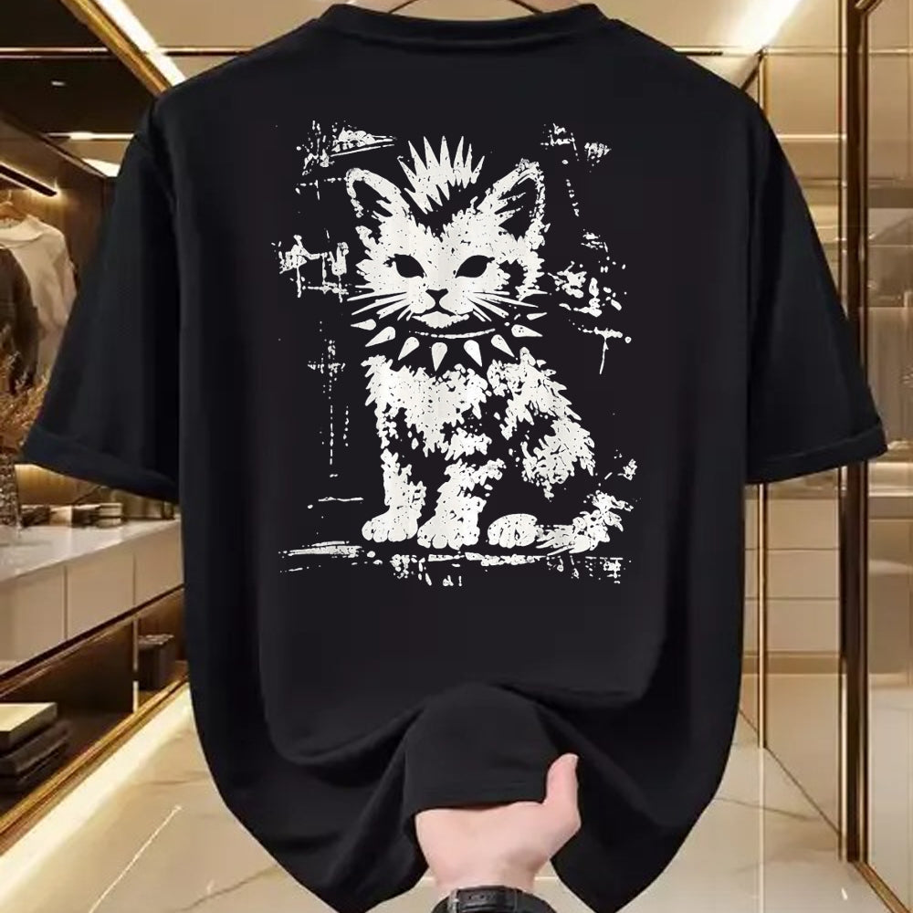 Cat Love Shirt, Funny Cat Lover Gift UnisexT-Shirt/Hoodie/Sweatshirt HLT00 - Punk Cat Grunge Rebel Cat Alternative Style T-Shirt, Women, Black, X-Large