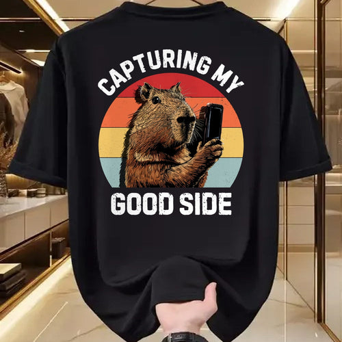 Cute Capybara Shirt, Funny Capybara Unisex T-Shirt/Hoodie/Sweatshirt HLT00 - Capybara Selfie Long Sleeve T-Shirt
