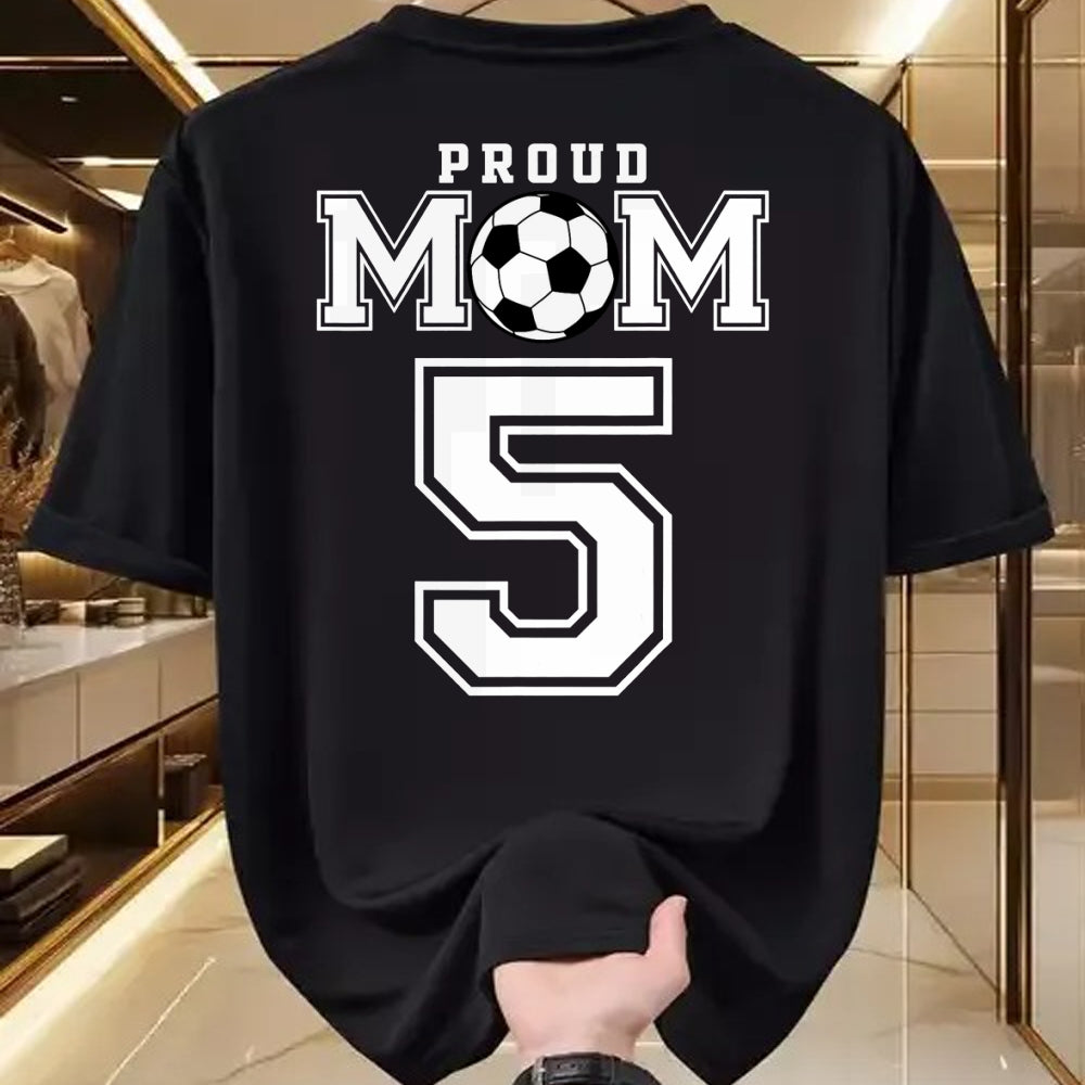 Gift for Mom Shirt, Funny Mom Unisex T-Shirt/Hoodie/Sweatshirt HLT00 - Number 5 Custom Proud Soccer Futbol Mom Personalized Women T-Shirt