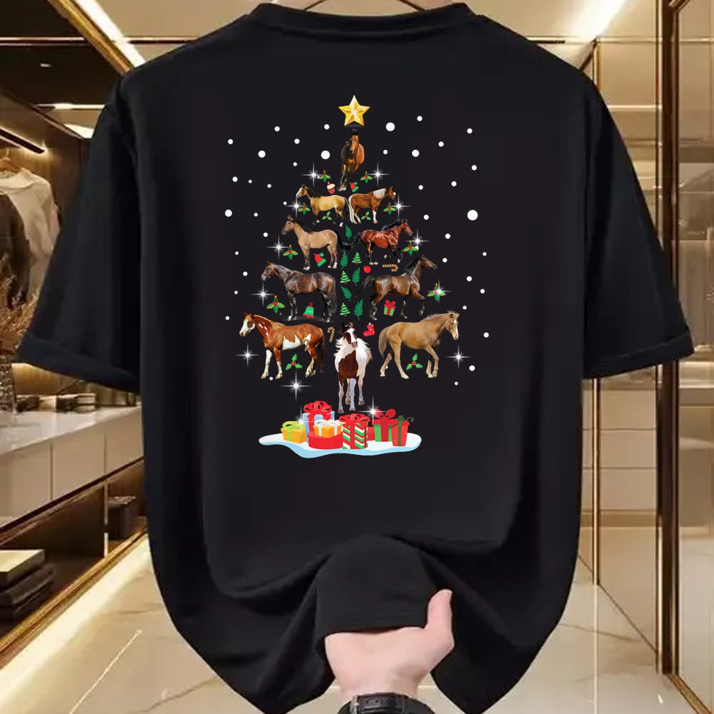 Best Horse Lover Shirt , Funny Horse UnisexT-Shirt/Hoodie/Sweatshirt HLT00 - Horse Tree Christmas Horses Xmas Gifts for Women Girls T-Shirt