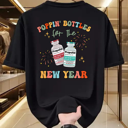 Funny Nurse Shirt, Nurse Unisex T-Shirt/Hoodie/Sweatshirt HLT00 -ICU Nurse New Year Eve Outfit Poppin Bottles ER RN CNA Nurse T-Shirt