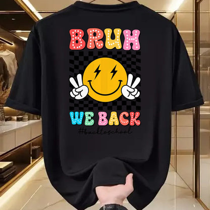 Best Student Shirt, Funny Back To School UnisexT-Shirt/Hoodie/Sweatshirt HLT00 - Bruh We Back Checkered Smile Face Back To School Teacher Kid T-Shirt