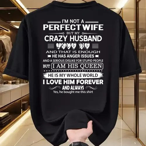 Christian Tee, Christian Faith Unisex T-Shirt/Hoodie/Sweatshirt HLT00 - I_m Not A Perfect Wife But My Crazy Husband Love Me Gifts Pullover Hoodie (1)
