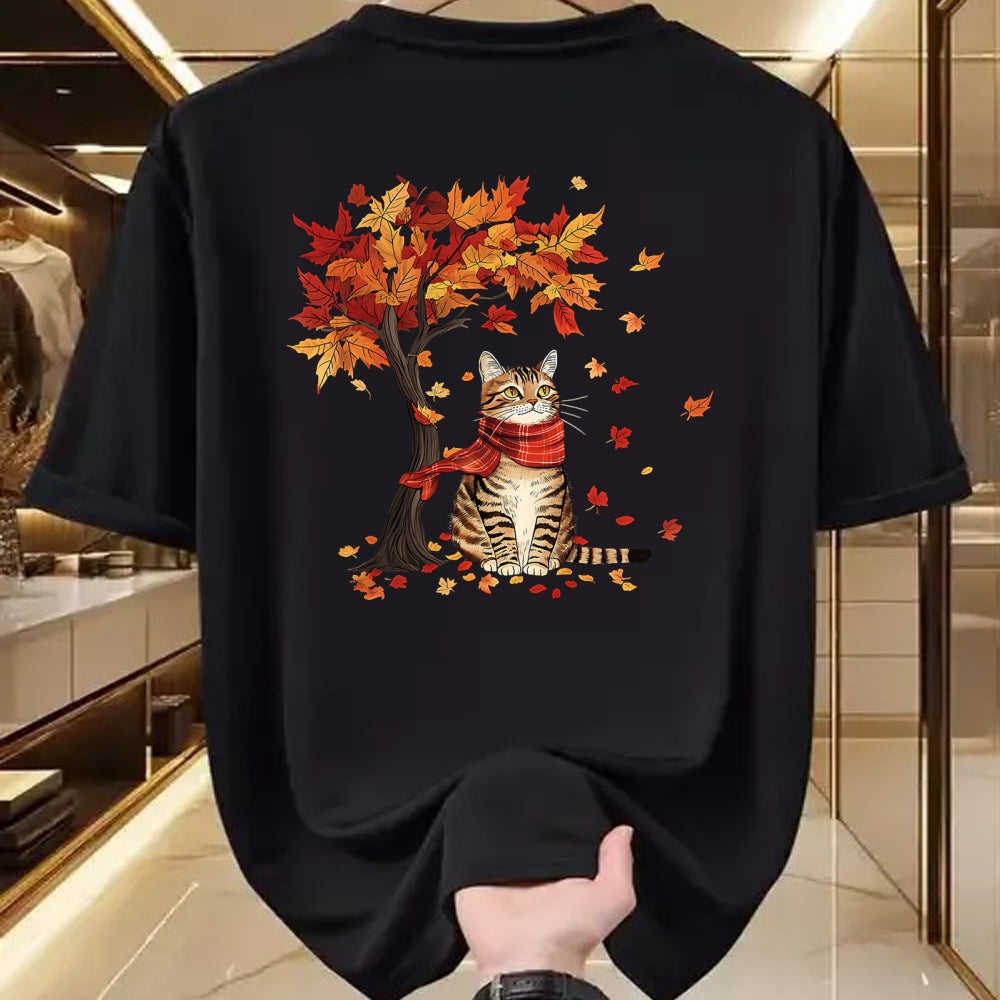 Cat Love Shirt, Funny Cat Lover Gift UnisexT-Shirt/Hoodie/Sweatshirt HLT00 - Cat Leaf Fall Tree Hello Autumn Thanksgiving It_s Fall Y_all T-Shirt