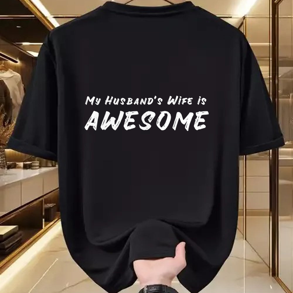 Best Wife Shirt, Wife and Husband Unisex T-Shirt/Hoodie/Sweatshirt HLT00 - Womens Women's My Husband's Wife Is Awesome Funny V-Neck T-Shirt