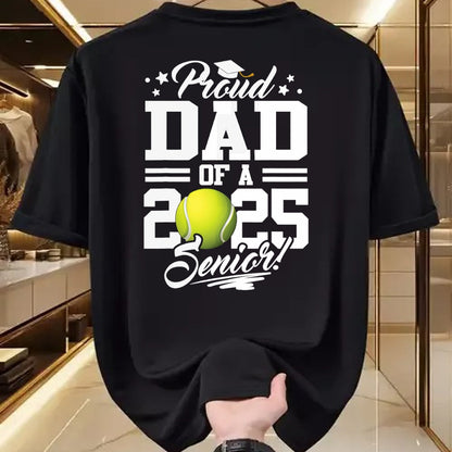 Gift for Dad Shirt, Funny Dad Unisex T-Shirt/Hoodie/Sweatshirt HLT00 – Proud Dad Of A 2025 Senior Tennis Ball Graduation T-Shirt