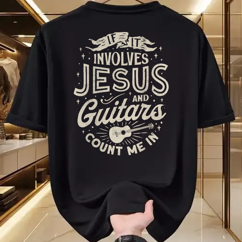 Christian Tee, Christian Faith Unisex T-Shirt/Hoodie/Sweatshirt HLT00 - If It Involves Jesus And Guitars Guitarist Christian Music T-Shirt