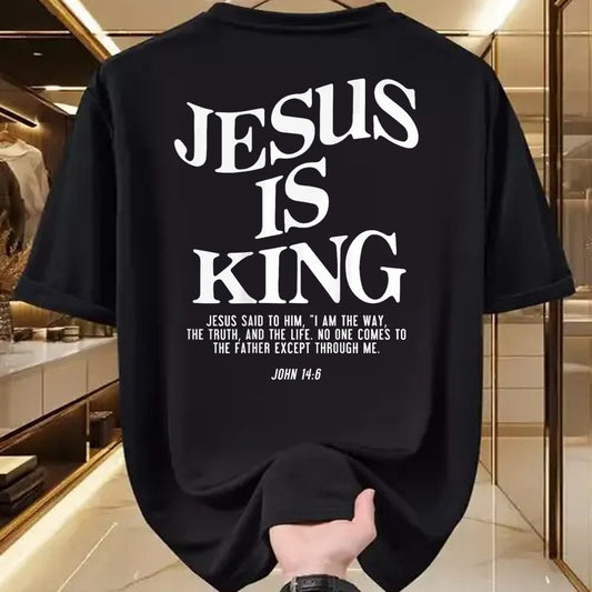Christian Tee, Christian Faith Unisex T-Shirt/Hoodie/Sweatshirt HLT00 - Jesus Is King Jesus John 146 Costume Christian (On Back) T-Shirt (2)