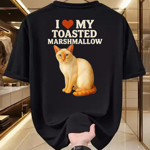 Cat Love Shirt, Funny Cat Lover Gift UnisexT-Shirt/Hoodie/Sweatshirt HLT00 - I Love My Toasted Marshmallow Siamese Cat Kitten Valentines T-Shirt, Women, Heather Blue, Medium