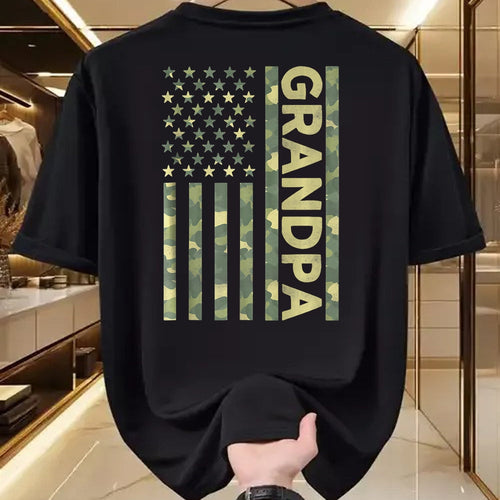 Gift for Dad Shirt, Funny Dad Unisex T-Shirt/Hoodie/Sweatshirt HLT00 – Proud Grandpa Camouflage American US Flag Camo Father_s Day Premium T-Shirt