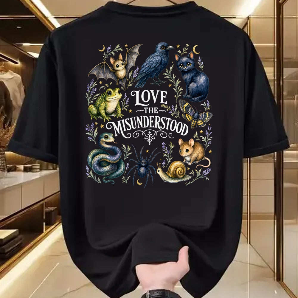 Cat Love Shirt, Funny Cat Lover Gift UnisexT-Shirt/Hoodie/Sweatshirt HLT00 - Love The Misunderstood Bat Frog Raven Snake Cat Moth Spider T-Shirt