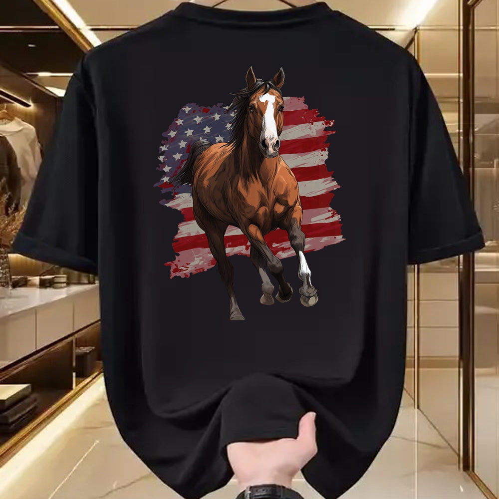 Best Horse Lover Shirt , Funny Horse UnisexT-Shirt/Hoodie/Sweatshirt HLT00 - Horse Equestrian Riding USA Flag US America American Graphic T-Shirt
