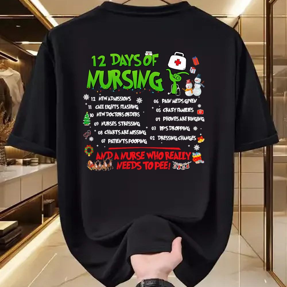 Funny Nurse Shirt, Nurse Unisex T-Shirt/Hoodie/Sweatshirt HLT00 - Nurses Merry Christmas Funny 12 Days of Nursing Xmas Pajamas T-Shirt