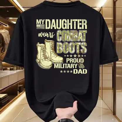 Gift for Dad Shirt, Funny Dad Unisex T-Shirt/Hoodie/Sweatshirt HLT00 – My Daughter Wears Combat Boots - Proud Military Dad Father T-Shirt