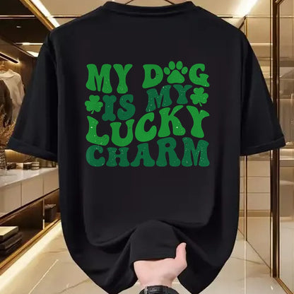 Gift for Mom Shirt, Funny Mom Unisex T-Shirt/Hoodie/Sweatshirt HLT00 - My Dog Is My Lucky Charm Retro St Patricks Day Dog Mom T-Shirt