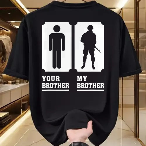 Gift for Mom Shirt, Funny Mom Unisex T-Shirt/Hoodie/Sweatshirt HLT00 - My Brother Is in Military Veteran Brother For Proud Sister T-Shirt