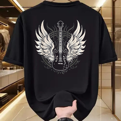 Guitar Lover Shirt, Funny Guitar UnisexT-Shirt/Hoodie/Sweatshirt HLT00 - Guitar Wings Vintage Retro 80s Rock & Roll Music T-Shirt, Women, Black, Medium