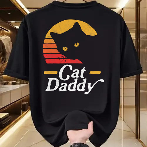 Gift for Dad Shirt, Funny Dad Unisex T-Shirt/Hoodie/Sweatshirt HLT00 – Cat Daddy Vintage Eighties Style Cat Retro Distressed T-Shirt