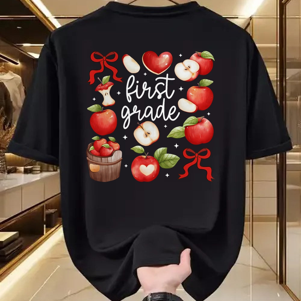 Best Student Shirt, Funny Back To School UnisexT-Shirt/Hoodie/Sweatshirt HLT00 - First Grade Teacher Apple Coquette Bow Fruit Back to School T-Shirt