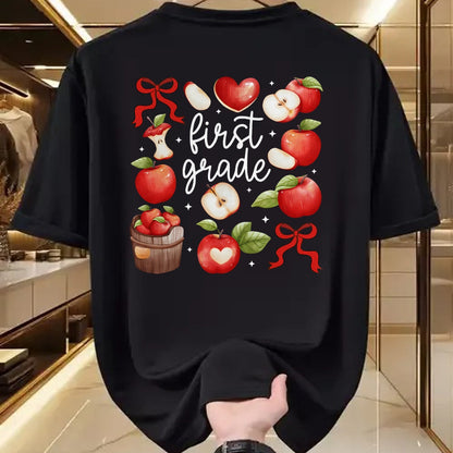 Best Student Shirt, Funny Back To School UnisexT-Shirt/Hoodie/Sweatshirt HLT00 - First Grade Teacher Apple Coquette Bow Fruit Back to School T-Shirt