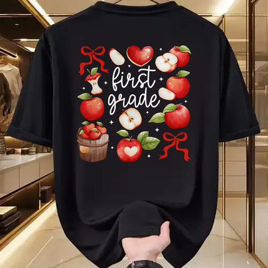 Best Student Shirt, Funny Back To School UnisexT-Shirt/Hoodie/Sweatshirt HLT00 - First Grade Teacher Apple Coquette Bow Fruit Back to School T-Shirt