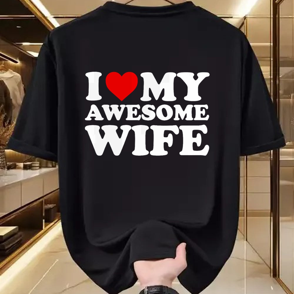 Best Wife Shirt, Wife and Husband Unisex T-Shirt/Hoodie/Sweatshirt HLT00 - I Love My Awesome Wife T-Shirt with Heart T-Shirt