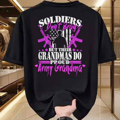 Best Grandma Shirt, Proud Grandma Unisex T-Shirt/Hoodie/Sweatshirt HLT00 - Proud Army Grandma Soldiers Don't Brag Military Grandmother T-Shirt