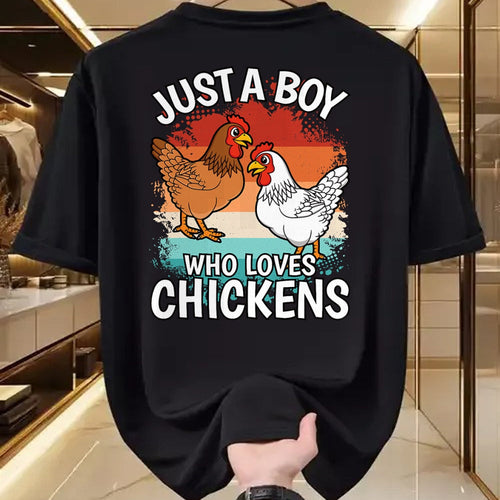 Best Farmer Life Shirt, Funny Farmer UnisexT-Shirt/Hoodie/Sweatshirt HLT00 - Just A Boy Who Loves Chickens Retro Farmer Farming Boys Kids T-Shirt