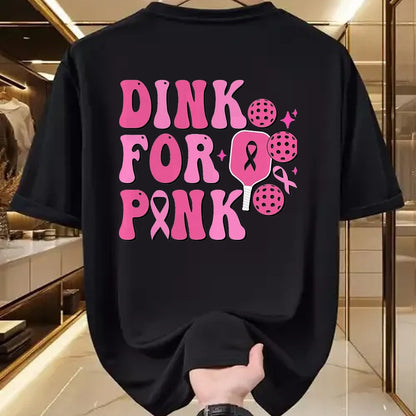 Funny Pickleball Shirt, Pickleball Lover Unisex T-Shirt/Hoodie/Sweatshirt HLT00 - Dink for Pink Breast Cancer Awareness Pickleball Ribbon Pink T-Shirt, Men, Black, 3X-Large