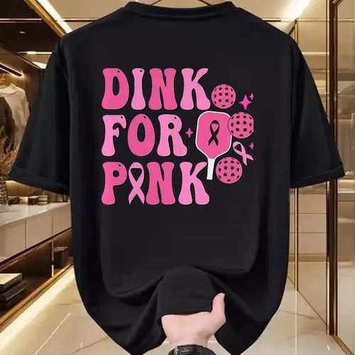 Funny Pickleball Shirt, Pickleball Lover Unisex T-Shirt/Hoodie/Sweatshirt HLT00 - Dink for Pink Breast Cancer Awareness Pickleball Ribbon Pink T-Shirt, Men, Black, 3X-Large