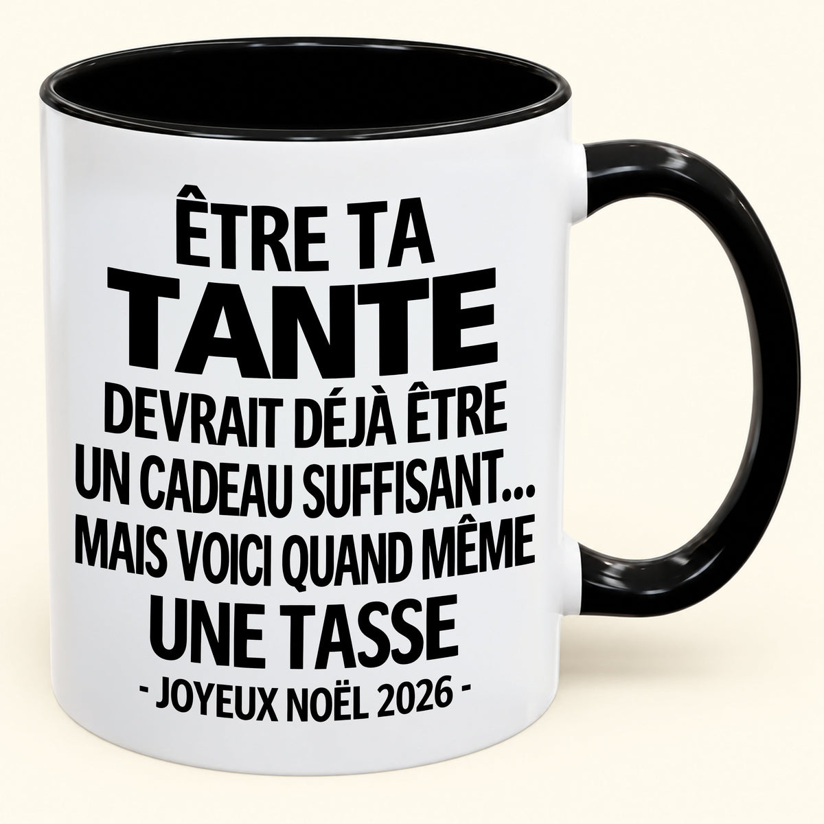 Être ta tante est déjà un cadeau suffisant – Mug bicolore humoristique – Cadeau de Noël 2026 (SKU2610-158) MUGFR