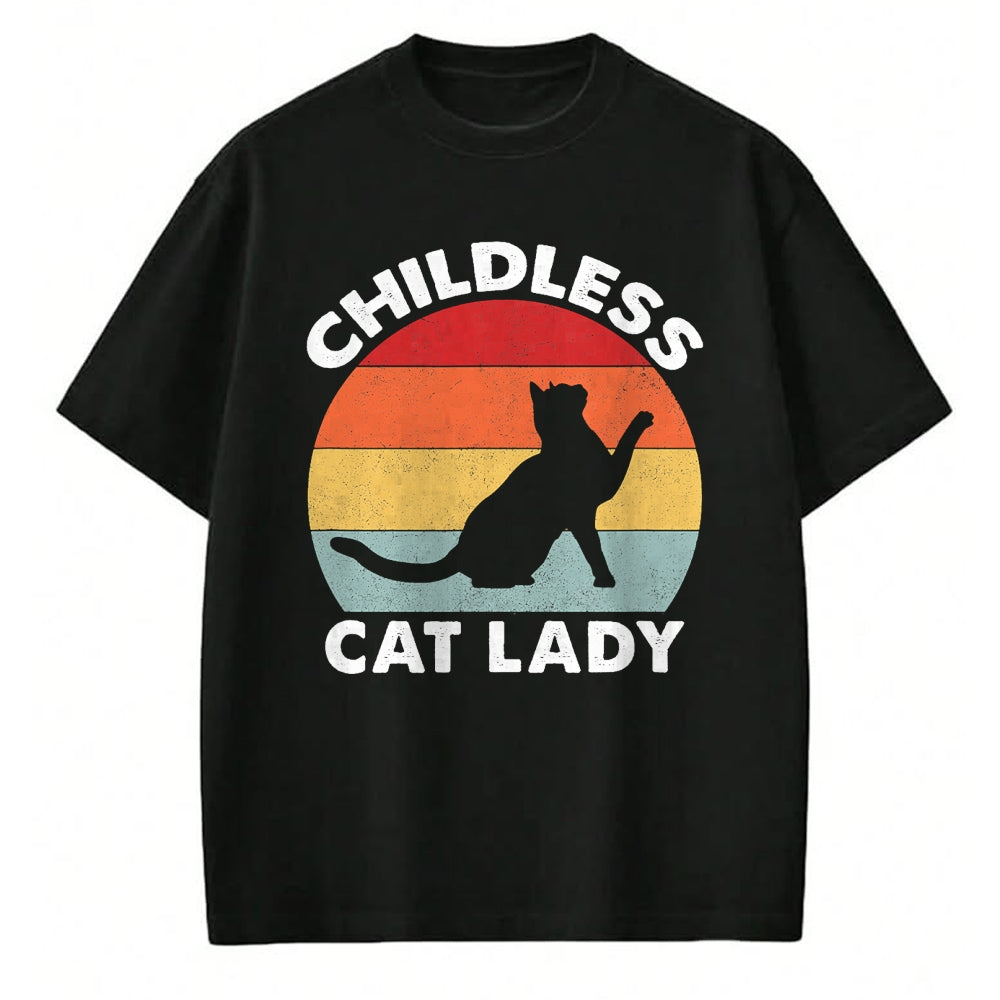 Cat Love Shirt, Funny Cat Lover Gift UnisexT-Shirt/Hoodie/Sweatshirt HLT00 - Vintage Childless Cat Lady T-Shirt