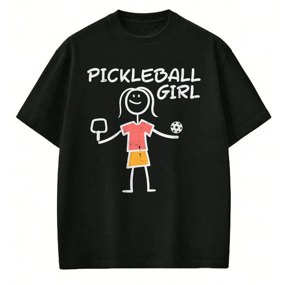 Funny Pickleball Shirt, Pickleball Lover Unisex T-Shirt/Hoodie/Sweatshirt HLT00 - Pickleball Girl Stickman Pickle Ball Women Girls Kids Youth T-Shirt