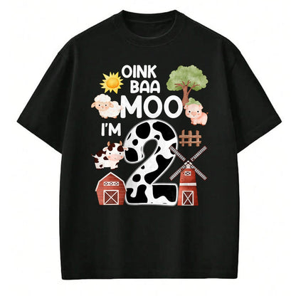 Best Farmer Life Shirt, Funny Farmer UnisexT-Shirt/Hoodie/Sweatshirt HLT00 - Oink Baa Moo I'm 2 Farm Theme Birthday Gift 2 Year Old Party T-Shirt