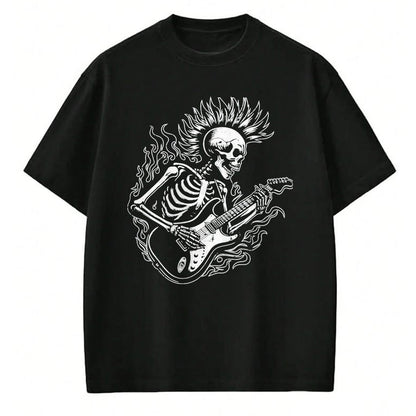 Guitar Lover Shirt, Funny Guitar UnisexT-Shirt/Hoodie/Sweatshirt HLT00 - Punk Rock Skeleton Electric Guitar Rocker Men Boys Kids T-Shirt, Men, Black, Large