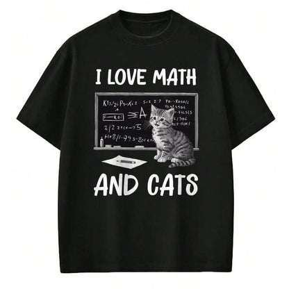 Cat Love Shirt, Funny Cat Lover Gift UnisexT-Shirt/Hoodie/Sweatshirt HLT00 - I Love Math and Cats Funny Cat Lover Science Teacher Student T-Shirt (1)