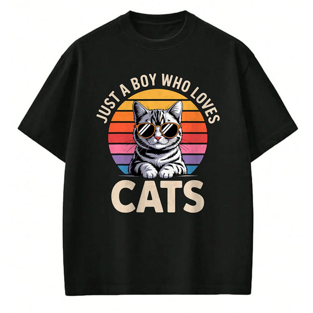 Cat Love Shirt, Funny Cat Lover Gift UnisexT-Shirt/Hoodie/Sweatshirt HLT00 - Just a Boy Who Loves Cats T-Shirt