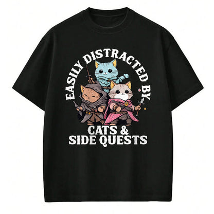 Cat Love Shirt, Funny Cat Lover Gift UnisexT-Shirt/Hoodie/Sweatshirt HLT00 - Cats Side Quest Distracted Tabletop Funny Men Women Kids Dad T-Shirt