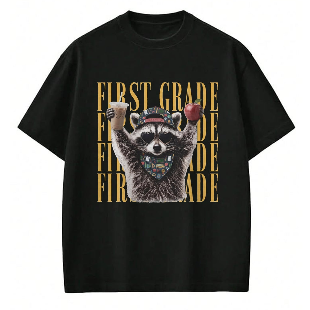 Best Teacher Shirt, Funny Teacher UnisexT-Shirt/Hoodie/Sweatshirt HLT00 - First Grade Funny Feral Raccoon Teacher Back to School T-Shirt