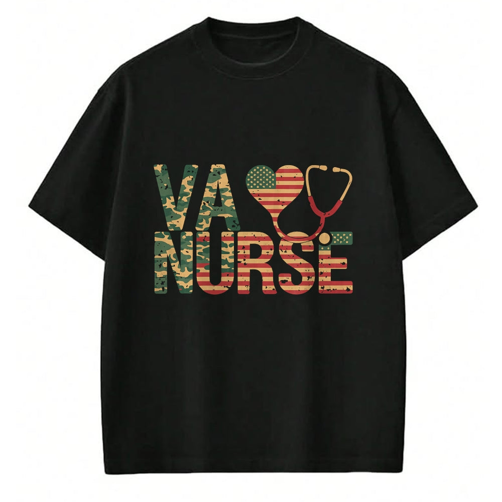 Proud Veteran Shirt, Funny Veteran UnisexT-Shirt/Hoodie/Sweatshirt HLT00 - VA Nurse Stethoscope Heart American Flag Camouflage Retro T-Shirt