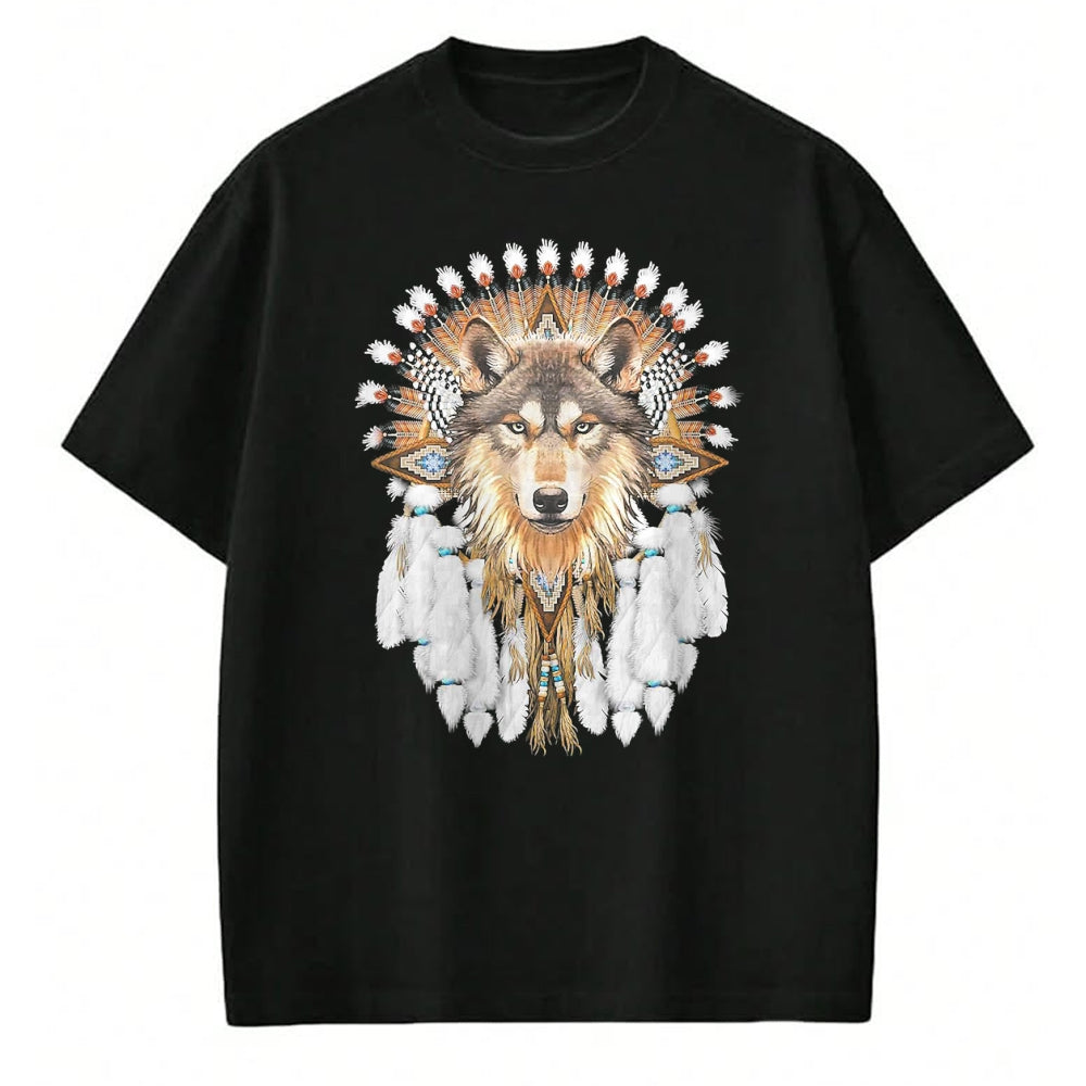 Native American T-Shirts, Vintage Native American Unisex T-Shirt/Hoodie/Sweatshirt HLT00 - Native American Wolf Feather