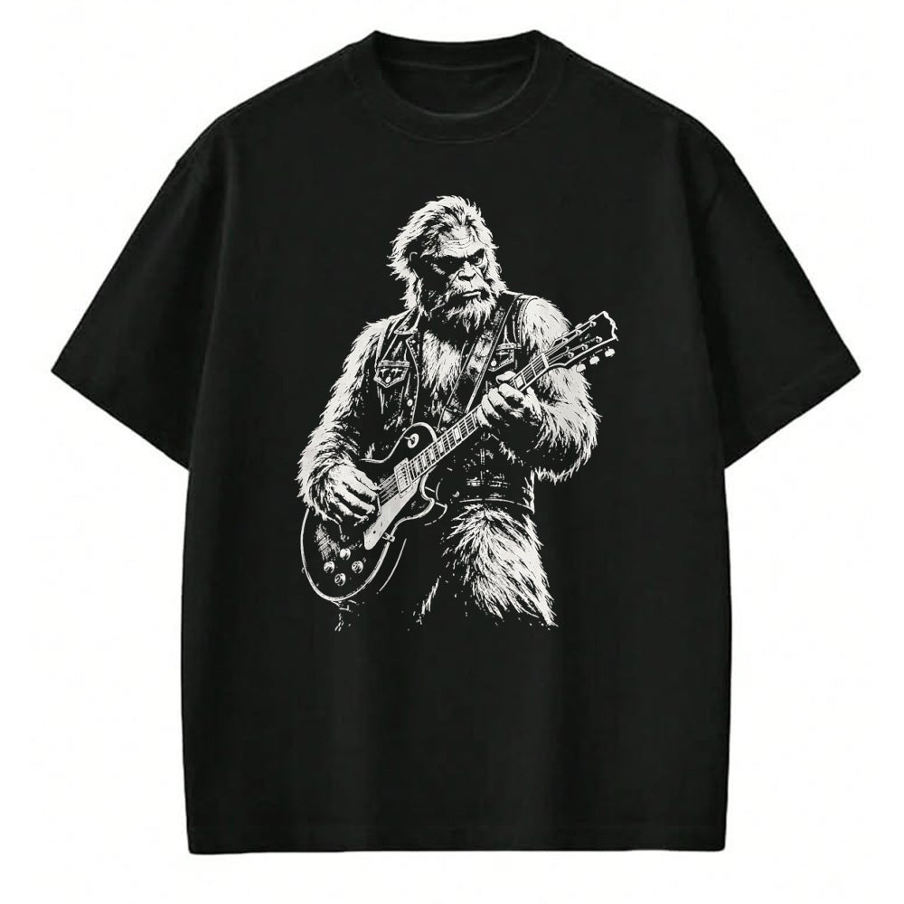 Guitar Lover Shirt, Funny Guitar UnisexT-Shirt/Hoodie/Sweatshirt HLT00 - Vintage Bigfoot Playing Guitar Funny Sasquatch Rock Music T-Shirt (1)